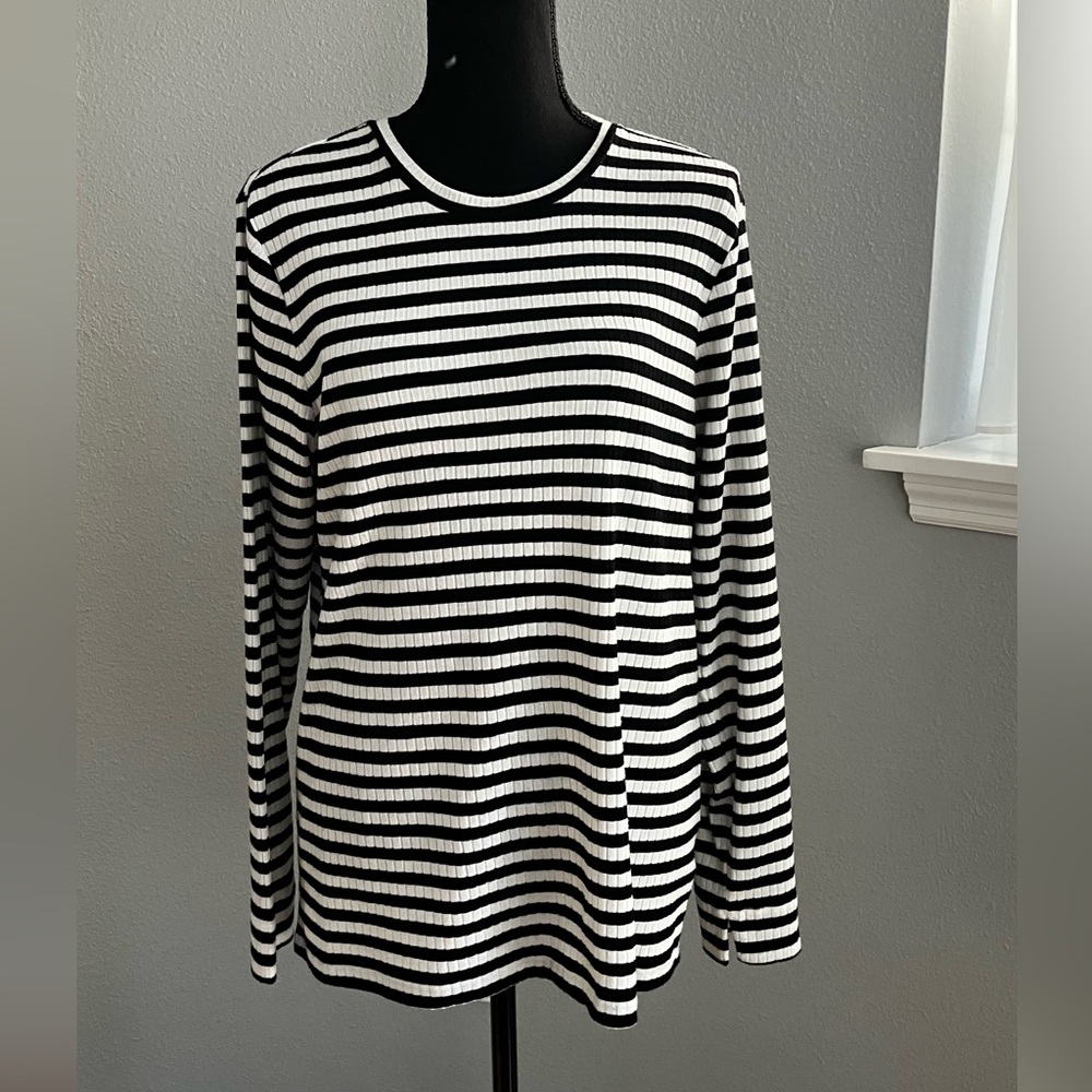 Philosophy striped round neck pullover size L